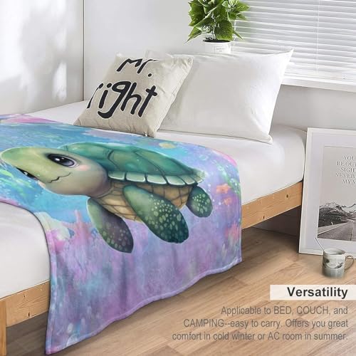 Couverture tortue mignonne 180x200cm douce et chaude pour lit et canapé