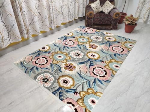 Image of Modern Abstract Hand Tufted Wool Floor Carpet for Home decore Living Room|Home and Bedroom & Hall 8x10 feet (240 x 300cm) Grey H1