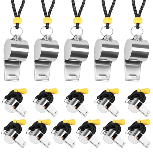 16 Silbatos Deportivos de Acero Inoxidable con Cordón miniatura 1