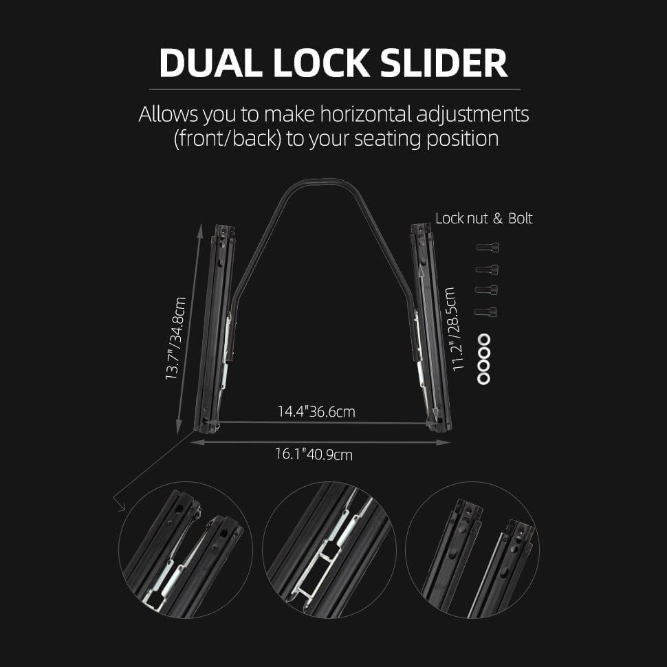 Miniatura 7 de Asientos universales para carreras, cuero de PVC beige, reclinable, con doble deslizador, asiento inferior bajo (no incluye soporte de asiento)