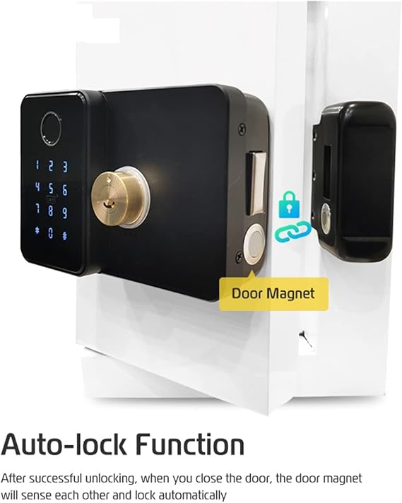 Waterproof Smart Lock For Gate Outdoor Keyless Electric Rim Double Sided Fingerprint Reader Lock With Ttlock App(Double side)