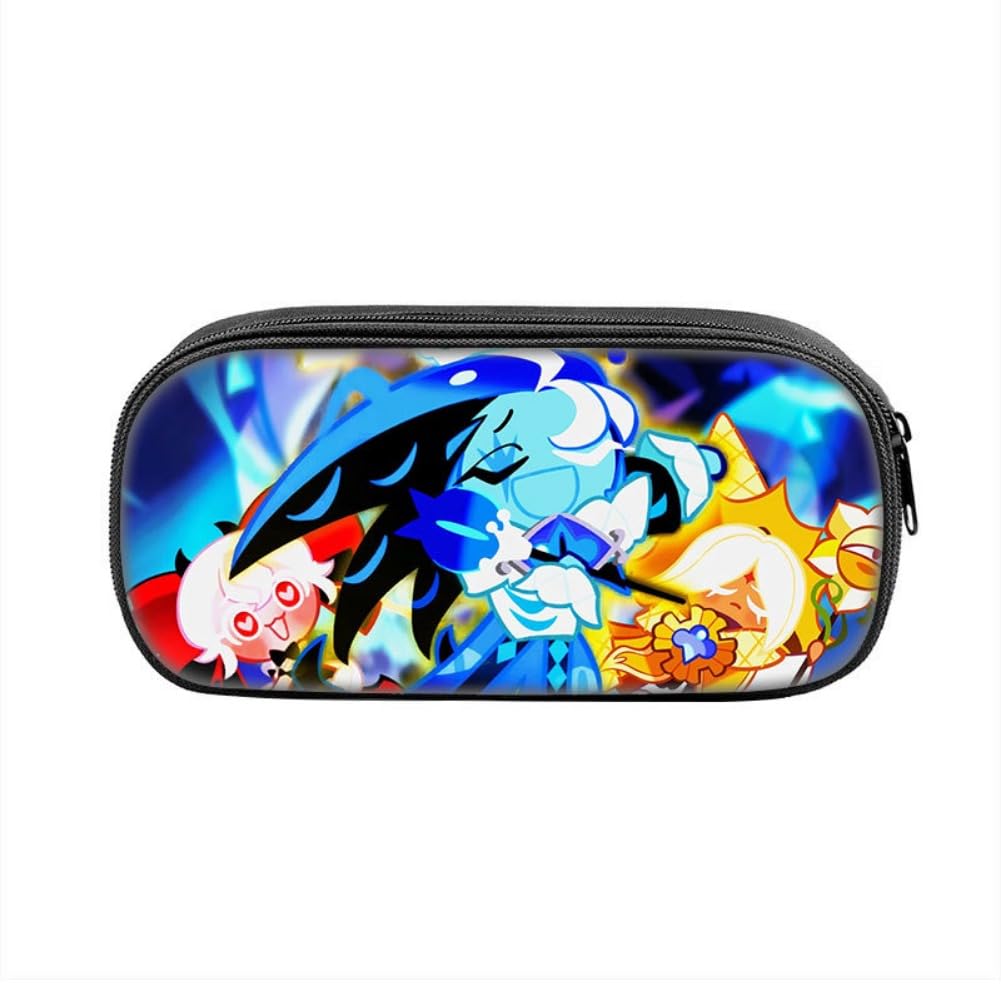 FEIDIAO Cookie Run Pencil Case Cute Game Figure Cookie Pen Case School Large Capacity Pen Bag Portable PU Cosmetic Pouch (F)