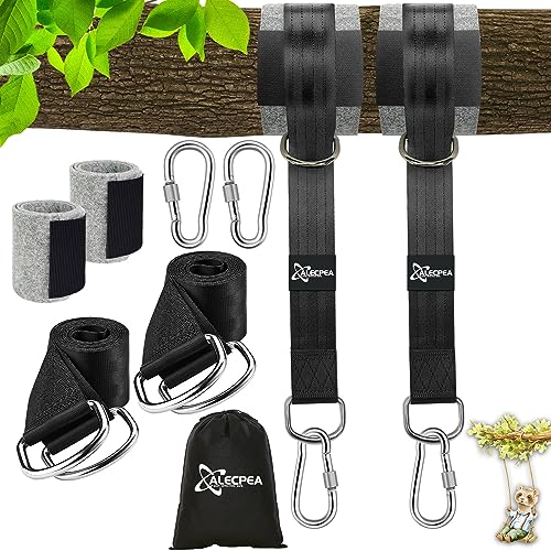 ALECPEA 900KG Schaukel- und Hängematte-Befestigungssatz - All-Inclusive 2er-Set | 150cm x 5cm Hängemattengurte | Inklusive Karabinern D-Ringen Aufbewahrungstasche und Baumschutzpolstern