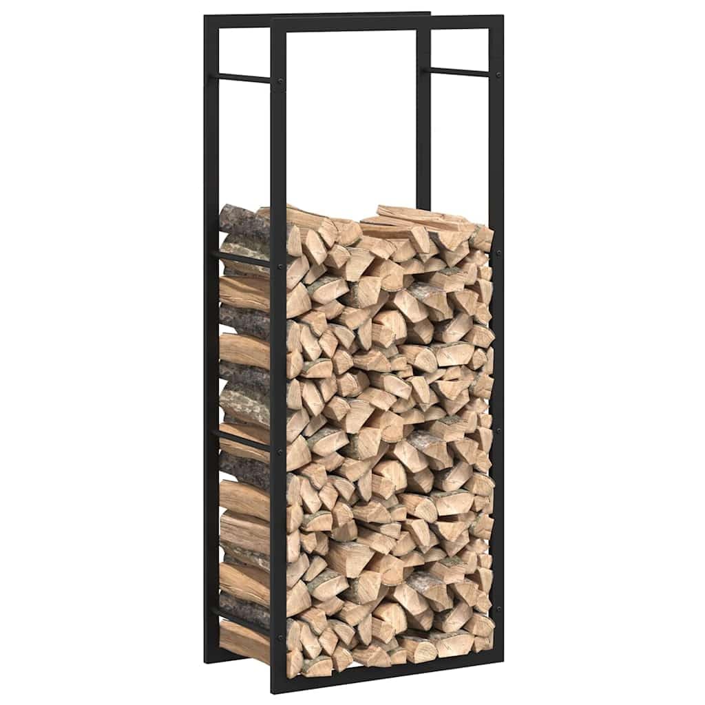 Stojak na drewno kominkowe 50 x 28 x 132 cm stal matowa czerń