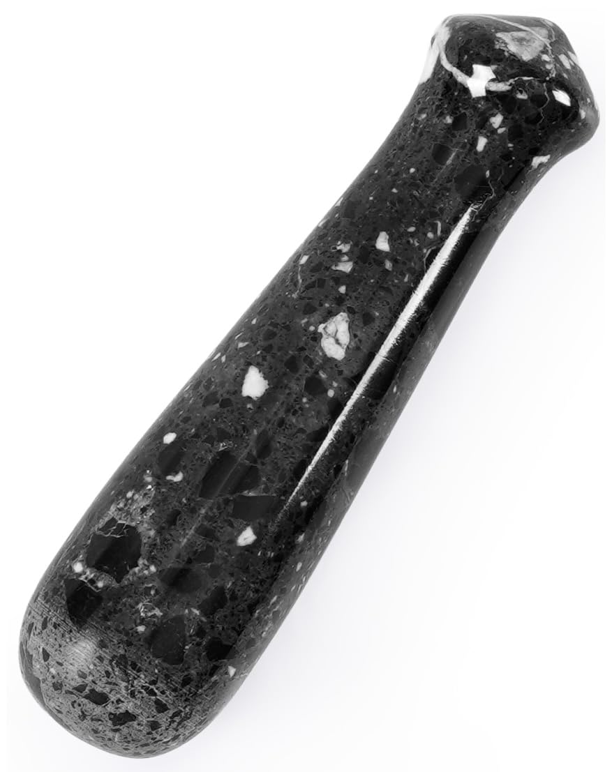 Marble Pestle Only Zebra Black, Natural Stone Replacement Pestle 5.5 Inch for Mortar and Pestle Set, Handheld Spice Grinder Tool for Herbs, Garlic, Seeds, Seasoning & Kitchen Essentials