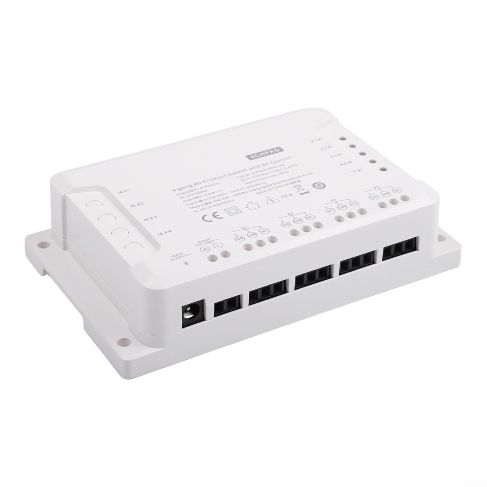 Interruttore intelligente WiFi 4CH R3 PRO - Modulo relè wireless per domotica, controllo vocale tramite Alexa e Google, compatibile con telecomando RF 433 MHz, montaggio su guida DIN per luci e