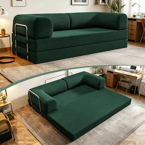 Image of Modular Sectional Sofa Couches L-Shape Couch 3 Seat Modular Sofa Memory Foam Sectional Couches for Living Room (Dark Green, 79 inch+SofaBed)