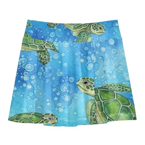 Tennis Skirts Kids Sea Turtles Blue Ocean Bubbly Athletic Shorts Girls Skorts Breathable Butterfly Skirt 4t2