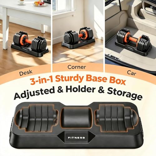 Image of FEIERDUN Adjustable Dumbbell Set, Weight Set for Home Gym, 5 /10-in-1 Free Weight Adjustable Dumbbells, Single Hand Twist Adjust with Non-Slip Handles, 90% Space Saving Strength Training for both Men&Women