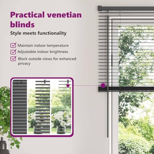 Persianas venecianas vidaXL gris oscuro 130x120 cm de aluminio ajustable para el hogar 7
