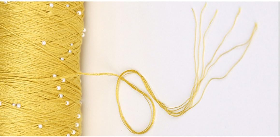 Mercerized Cotton Pearl Yarn, 1 Big Ball Soft and Luxurious Bright Silk Cotton Thread Yarn with Pearl for Hand Knitting & Crocheting Total 350g (1, Light Yellow) image 3