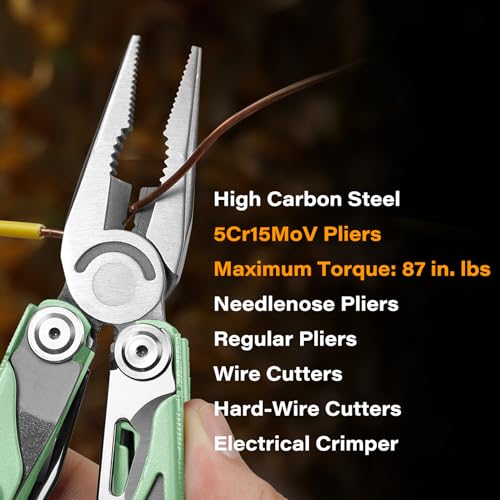 Image of Multitool, 21-in-1 Multi Tool Pliers with Safety Locking and Spring-Action Scissors, Heavy-duty Stainless Steel Multi-tool Set with Nylon Sheath for Work, Home, Garden, DIY & Auto, Mint Green