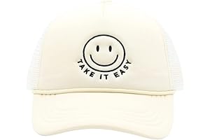 Smiley Face Trucker Hat for Women, Adjustable Mesh Baseball Cap