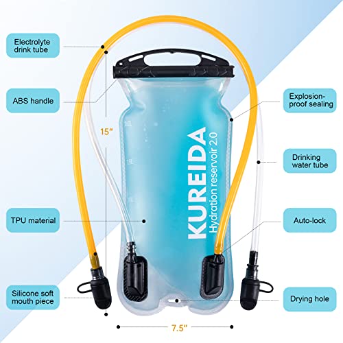 KUREIDA Dual Hydration Bladder 2 Liter,Water Bladder for Hiking Backpack Leak Proof,Water