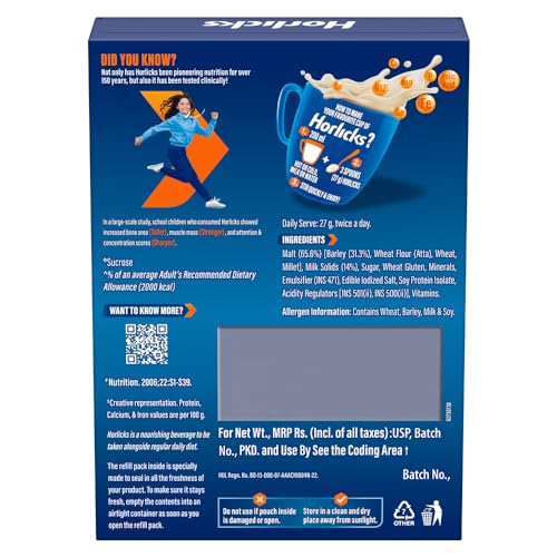 Image of Horlicks Health & Nutrition Drink for Kids, 1kg Jar & Horlicks Health & Nutrition Drink for Kids, 500g Refill Pack