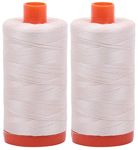 Fils de coton mako Aurifil 50 WT solid couleur Silver White 2309 pour couture et patchwork en lot de 3