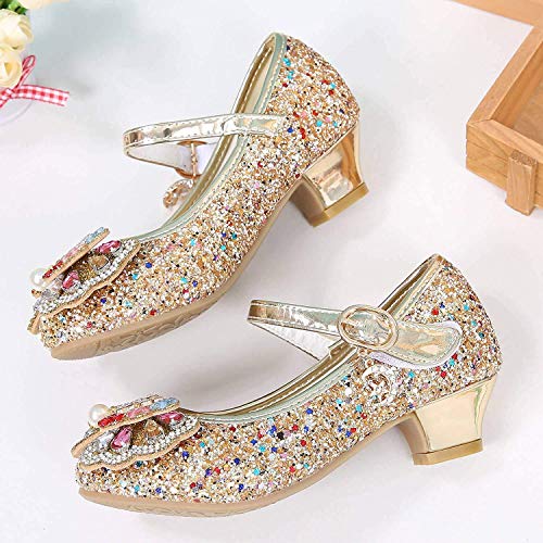 TangDao Kids Girls Dress Shoes Wedding Party Sparkly Mary Jane High Heel Princess Flower Shoes Glitter Sequins Dress Shoes for Toddler Little Big Girl3