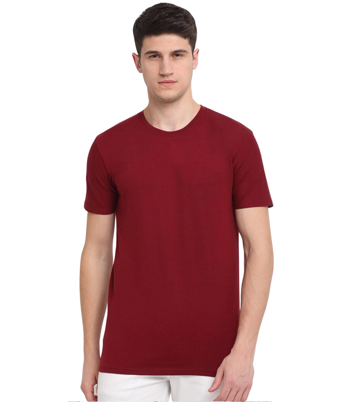 semantic 100% Cotton - Mens Plain T Shirt for Daily Use - Avalable in 8 Colors (Black, Royal Blue, Red, Yellow, Grey, White, Purple & Navy Blue) - Round Neck & Half Slevees in Size Small to Double XL-picture-0