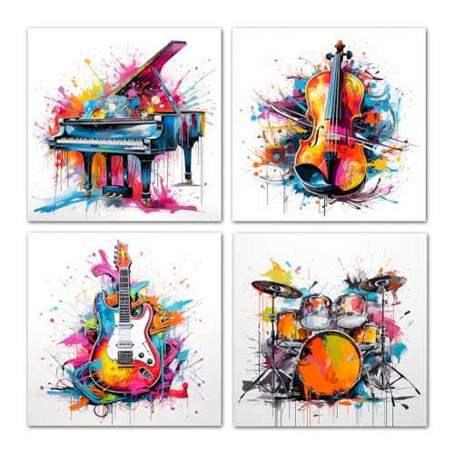 Waowumar Music Wall Art Piano Guita Violin Drums Posters