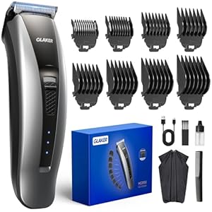 GLAKER Hair Clippers for Men – Cordless 2 in 1 Versatile Hair Trimmer with ABS Guards, 2 Detachable Blades & Turbo Motor, Professional Haircutting Kits for Blending & Fade Cuts