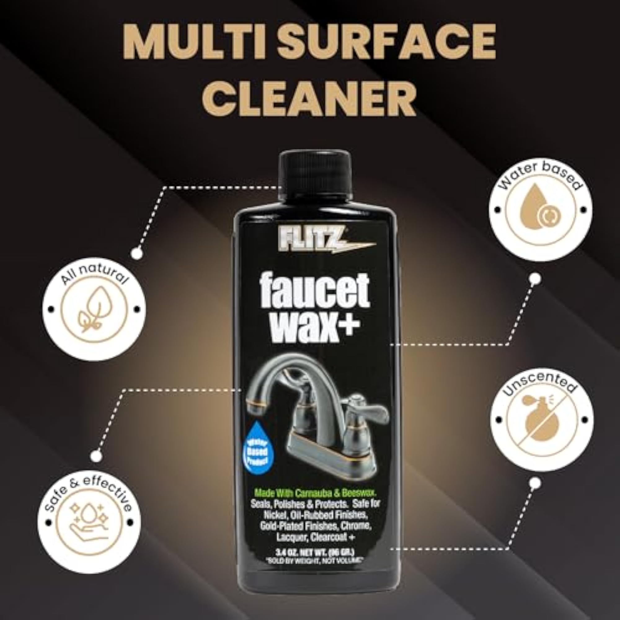 Faucet Wax, Polish and Sealant, Carnauba Beeswax Formula