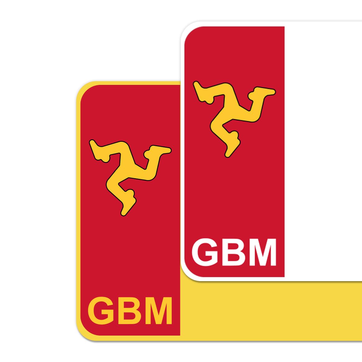 Sport Merchandise Neutral Three Legs Of Man Flag Car Number Plate Decorative Vinyl Stickers – Premium Bubble-Free Adhesive Decals – Triskelion Set Of 2 (F&R) – Weatherproof, Easy Application – Made In Uk (Gbm, )