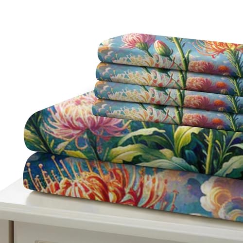 Housse de couette protea cynaroïdes à fermeture éclair cachée parure de lit microfibre douce
