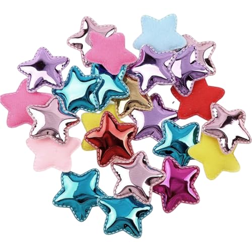 100 parches de estrella para planchar, purpurina de 5 estrellas, tela acolchada de poliuretano, apliques de estrellas de fieltro, parches para coser para accesorios para el cabello, álbumes de recort