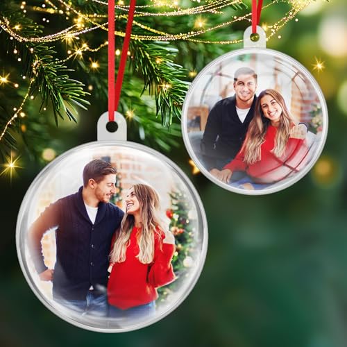 Personalized Ball Custom Christmas Ornaments 2024 - Double-Sided Picture Customized Photo Ornaments for Christmas Tree, Xmas Gifts for Mom, Dad, Kids, Pets, Friends