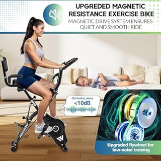 Exercise Bike for Home, SLUNSE 5 IN 1 Indoor Workout Bike,16-Level Magnetic Resistance Folding Stationary Exercise Bike, 350LBS Capacity and Comfortable Seat Cushion