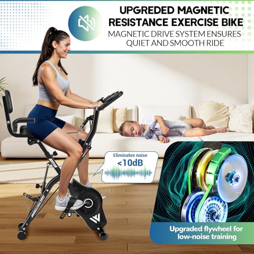 Exercise Bike for Home, SLUNSE 5 IN 1 Indoor Workout Bike,16-Level Magnetic Resistance Folding Stationary Exercise Bike, 350LBS Capacity and Comfortable Seat Cushion - Image 2