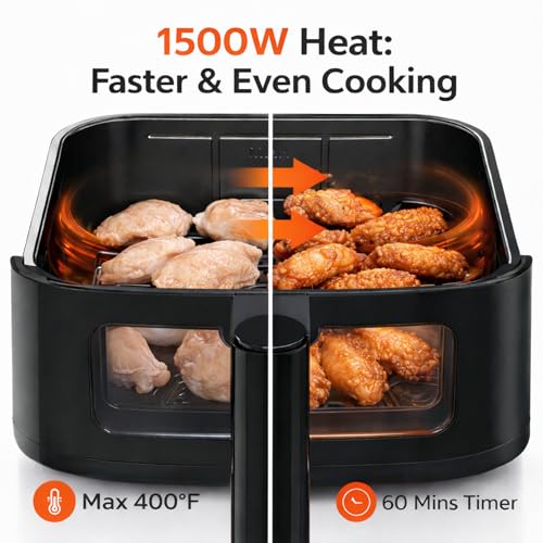 Image of Simple Deluxe 8-in-1 Air Fryer 4 Qt, Digital Preset Airfryer with Visible Window, Nonstick and Dishwasher-Safe Basket for Chips, Bake, Wings, 60-Min Timer, 1500W, Gray
