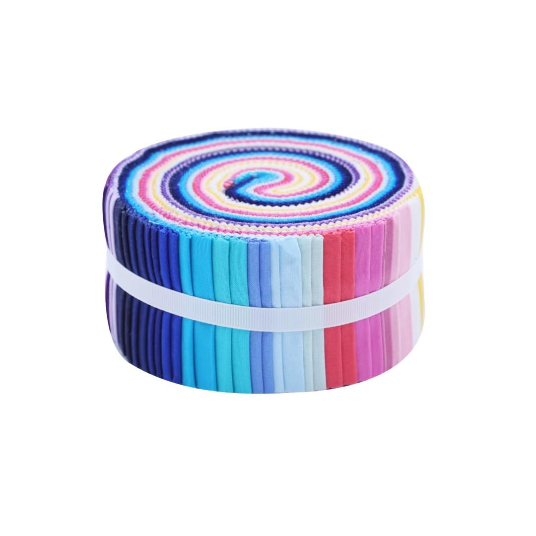 Craftsfabrics Fantasy Fiesta 100% Cotton 40Pcs/Roll Pre-Cut Jelly Rolls Strips 2.5"X 44" Wide Ideal For Quilting, Scrapbooking, Sewing, Arts & Crafts, Patchwork;