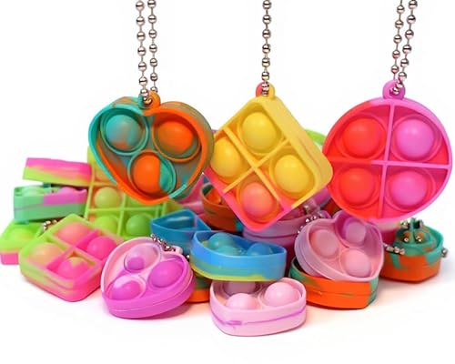 smile items Lot de 30 porte-clés Pop It pour enfants - Cadeaux d'anniversaire d'école, cadeaux d'anniversaire pour enfants, rembourrage Piñata, Fidget Toy, cadeaux d'invités, cadeaux d'élèves