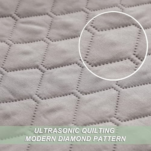 Exclusivo Mezcla Reversible King Size Quilt Bedding Set with Pillow Shams, Lightweight Quilts King Size, Soft Bedspreads Bed Coverlets for All Seasons - (Light Grey, 104"x96")