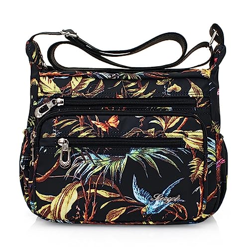 Image of Crossbody Bags for Women Multi Pocket Shoulder Bag Waterproof Nylon Messenger Purses and Handbags
