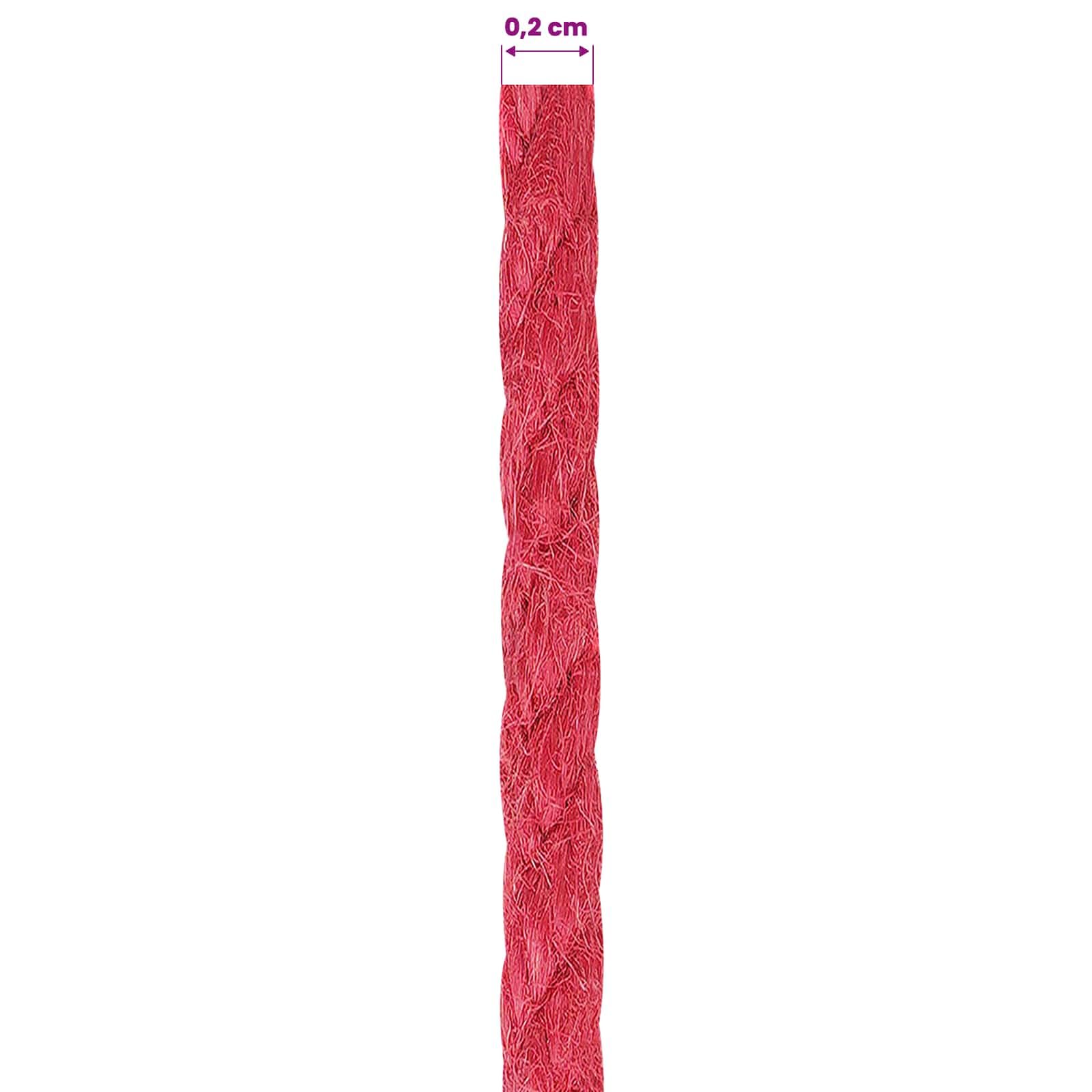 Corda di iuta rossa 100% Tossa, 3 strati, diametro 5 mm, versatile, per giardino, fai da te, fissaggio e trasporto, con affidabile protezione per nodi, 2 pezzi