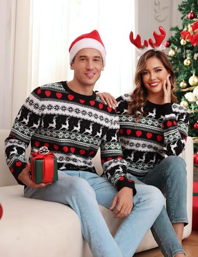 Uniexcosm Family Christmas Sweater Snowflake Reindeer Pattern Long Sleeve Crew Neck Xmas Holiday Pullover Knitwear - Image 5
