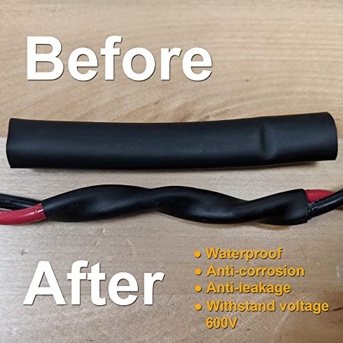 Tkdmr 500 Pcs Heat Shrink Tubing Kit - 3.23" Length,3:1 Ratio Adhesive Lined, Marine Grade Shrink Wrap - Industrial Heat-Shrink Tubing - Black #TOP7