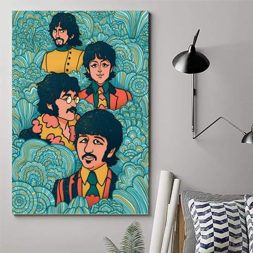 LUISAS Poster décoratif sur toile avec groupe de rock vintage The Beatles – 30 x 45 cm - Les Beatles, Paul McCartney, John Lennon, RIngo Starr, George Harrison LUISAS Poster décoratif sur toile avec groupe de rock vintage The Beatles - 30 x 45 cm – Image 7
