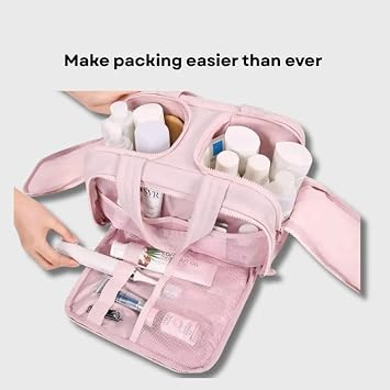 Toiletry Bag,Toiletry Bag, Waterproof Lightweight Large Wide-Open Travel Toiletry Bags, Puffy Cosmetic Makeup Bag for Traveling, Accessories, Essentials, Toiletries (2Pcs-A)