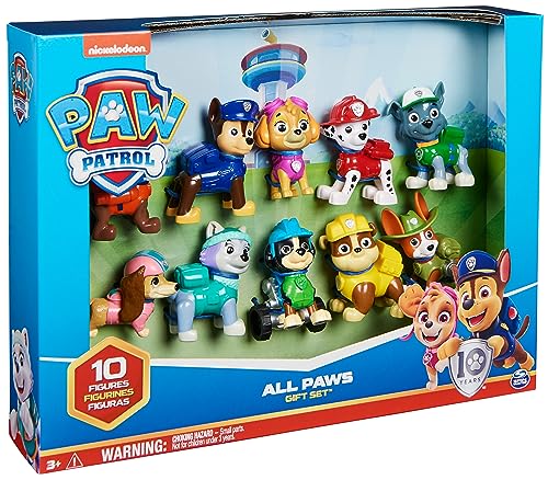 Paw Patrol - Pat Patrouille - Figurines 10e Anniversaire - 10 Figurines Articulées Chase, Marcus, Ruben, Stella, Zuma Et Bien d'autres - Pat Patrouille Jouet - Cadeau Enfant - Jouet Enfant 3 Ans et +