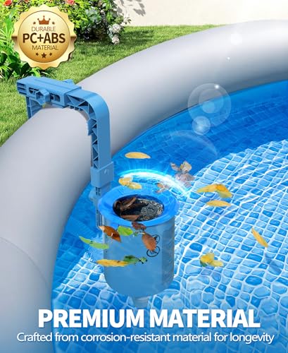 LanOcean Oberflächenskimmer Pool, Höhenverstellbarer Pool Skimmer Set, Einhängeskimmer Pools mit Herausnehmbarem Filterkorb, Ø18cm Poolskimmer für Aufstellpool und Alle Aufblasbarer Pools mit Luftring