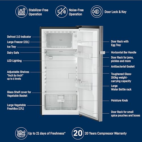 Image of Liebherr 191L Silver Steel 5 Star Direct Cool Single Door Fridge|Bar Handle