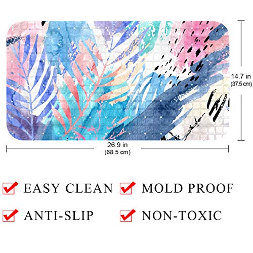 Tapis de bain antidérapant Bennigiry lot de 2 avec ventouses et motif feuilles 27x37 cm - 5