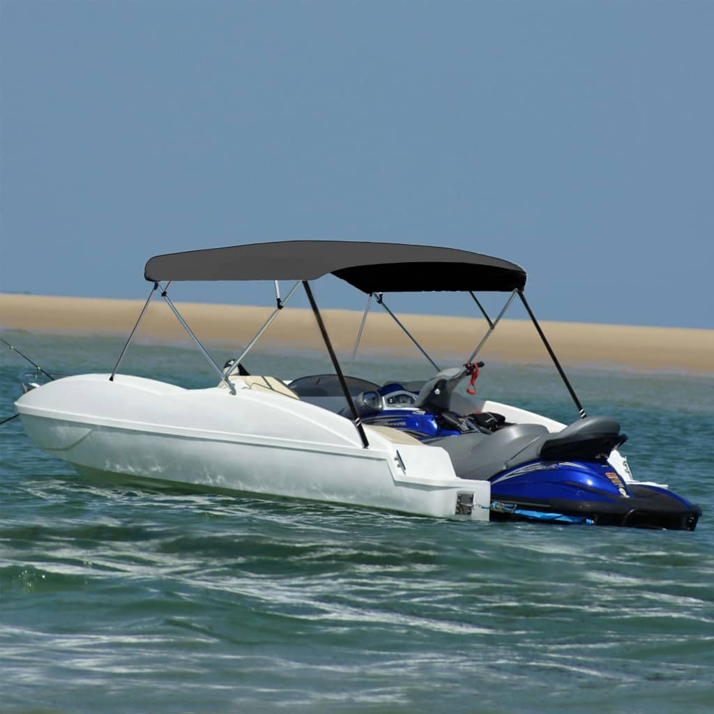 vidaXL Capote de bateau Bimini 4-Bow avec clips inox - Pare-soleil - Anthracite 243 x (230-244) x 137 cm