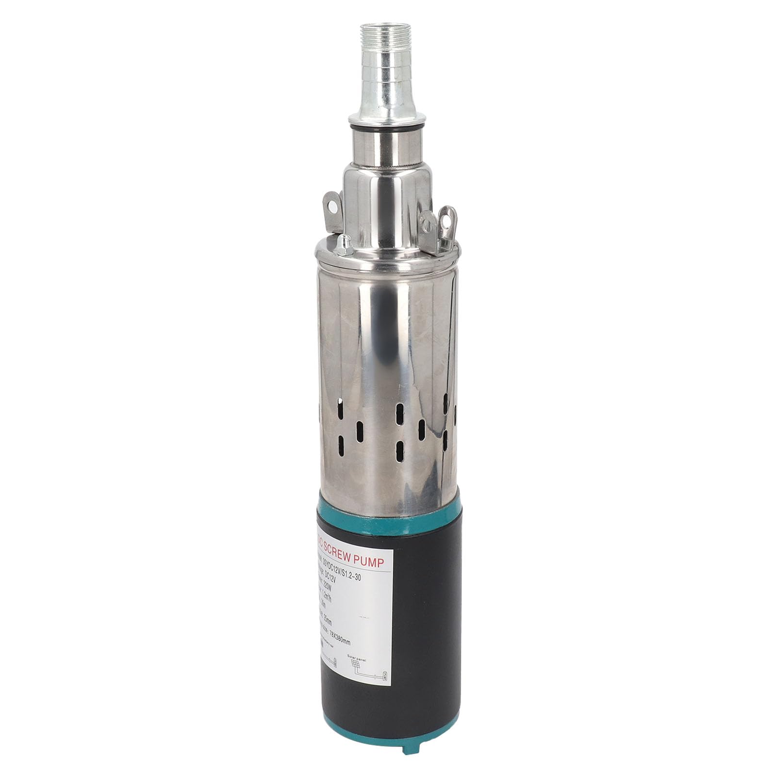 Bewinner Bomba de Tornillo de 12 V CC, Bomba Sumergible de Pozo Profundo de 1,2 M³/H, Cabezal de 30 M, de Agua Solar de Acero Inoxidable para Riego de Embalses con Cable de Alimentación de 7 M,