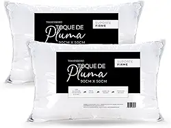 Kit 2 Travesseiros King Toque de Pluma Firme 90x50 cm – Percal 180 Fios | Alto, Macio e Confortável para Noites Revigorantes