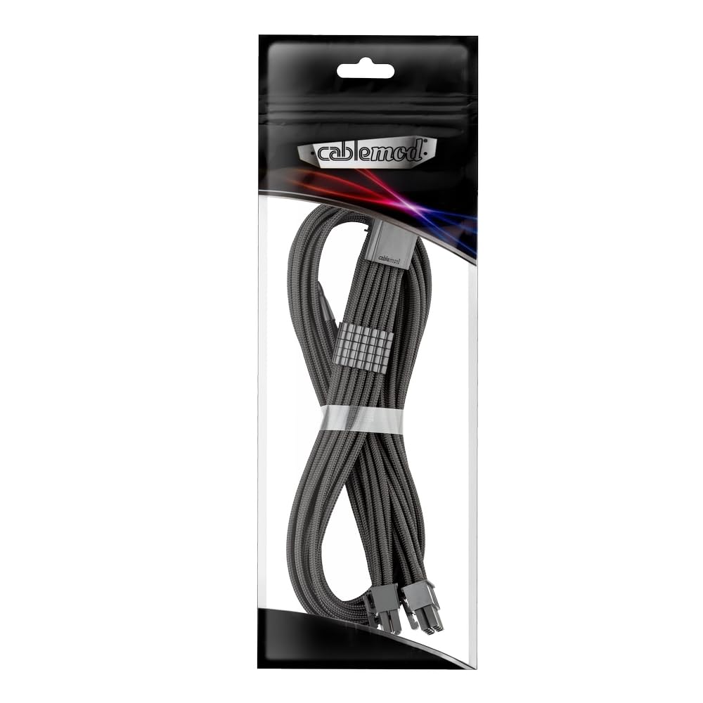 CableMod RT-Series Pro ModFlex Sleeved 12V-2x6 12VHPWR StealthSense PCIe Cable for ASUS/Seasonic/Phanteks (Black, 16-pin to Dual 8-pin, 60cm)