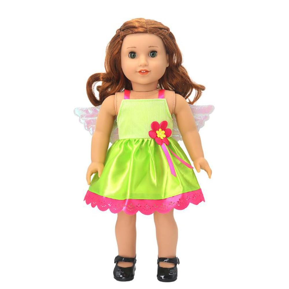 NIXNUT Doll Clothes Dress with Wings Angel Elf Outfit with Flower for American Girl Doll 18-inch